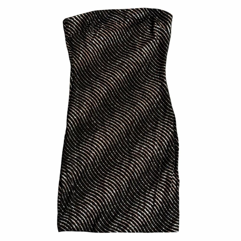 Y2K Strapless Glitter Mini Dress Size Small